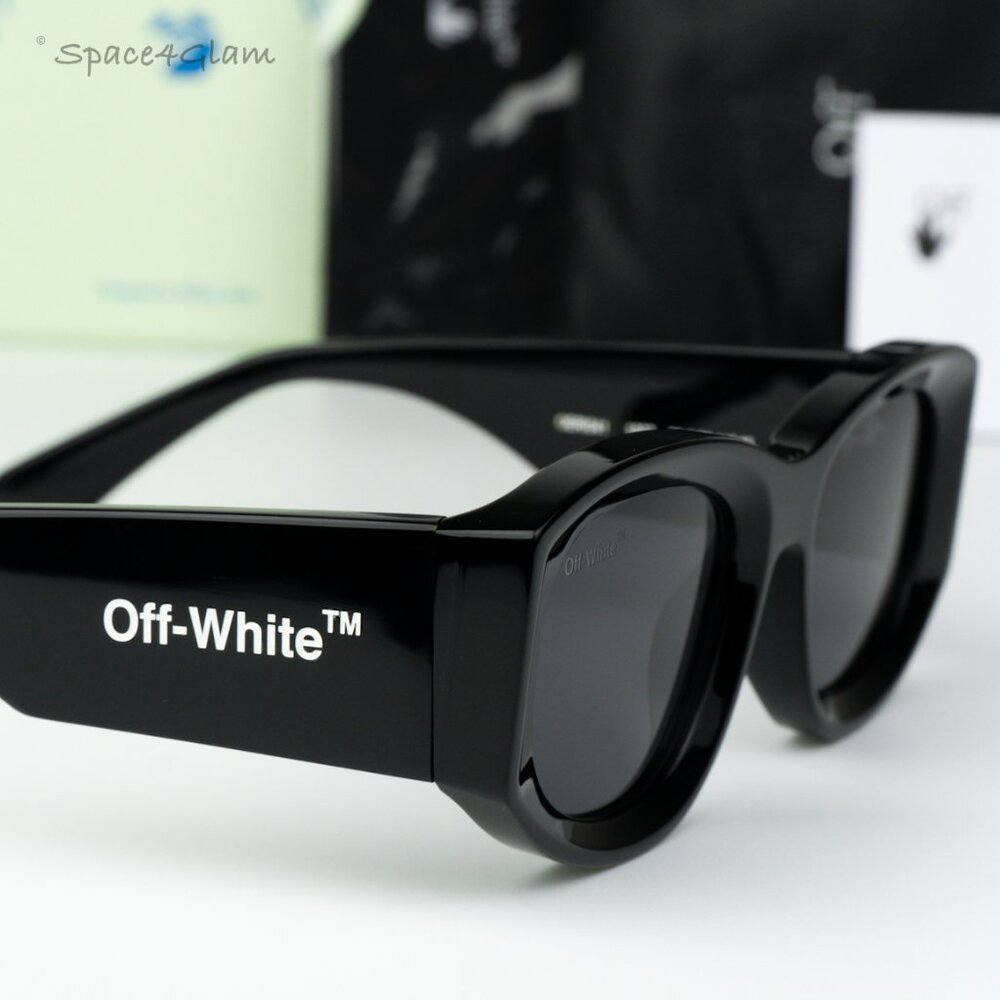 Off-White Men Sunglasses Black Grey Cat Eye OERI041 JOAN 1007 NEW AUTHENTIC - Picture 5 of 15